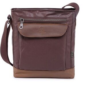 TSD Brand Urban Light Coated Canvas Brown Crossbody Field Bag
